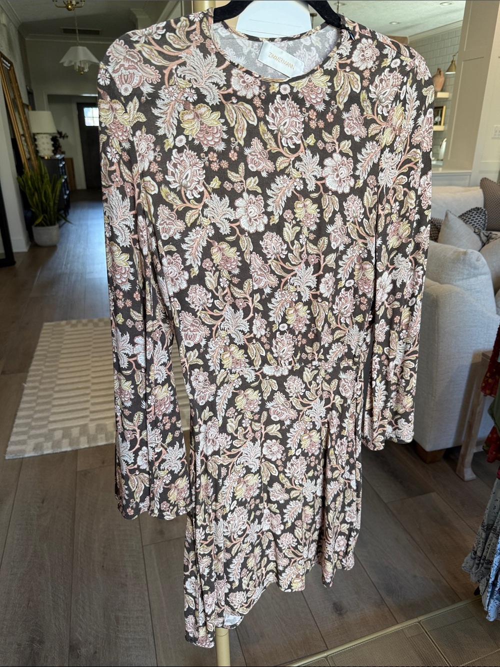 Zimmerman Floral Long Sleeve A-Line Dress  (size 1)